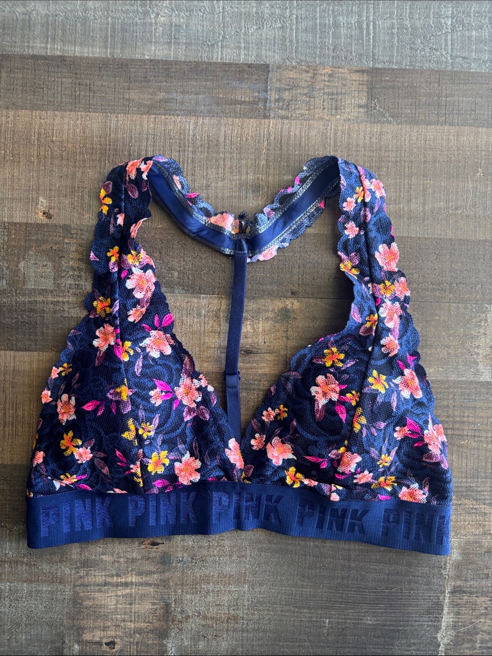 PINK Victoria's Secret Navy Floral Lace Bralette